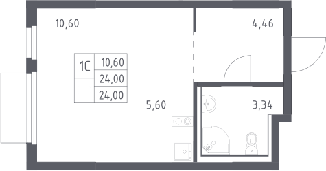 Студия, 24 м², 15/17 этаж, ЖК «Пригород Лесное»
