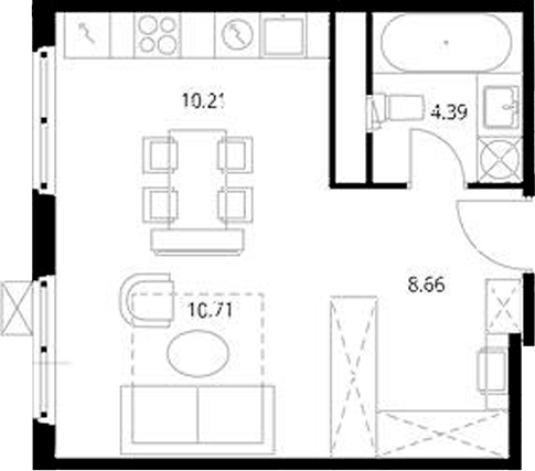 Студия, 33.97 м², 9/17 этаж, ЖК «У реки.Эко Видное 2.0»