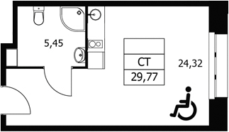 Студия, 29.77 м², 2/21 этаж, ЖК «Волковская 67»