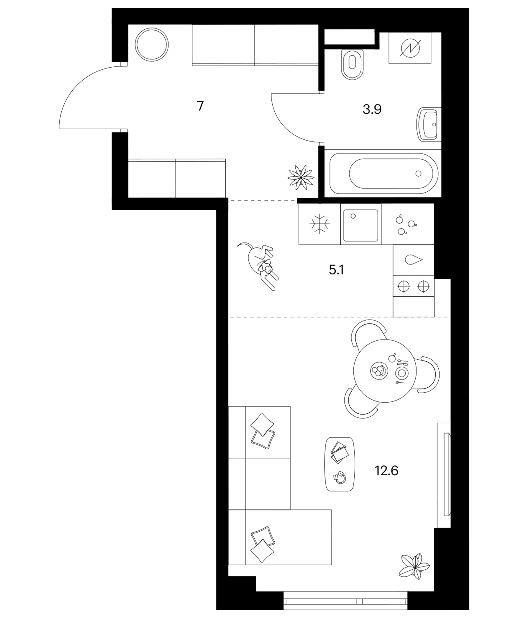 Студия, 28.6 м², 18/18 этаж, ЖК «Белая Дача парк»