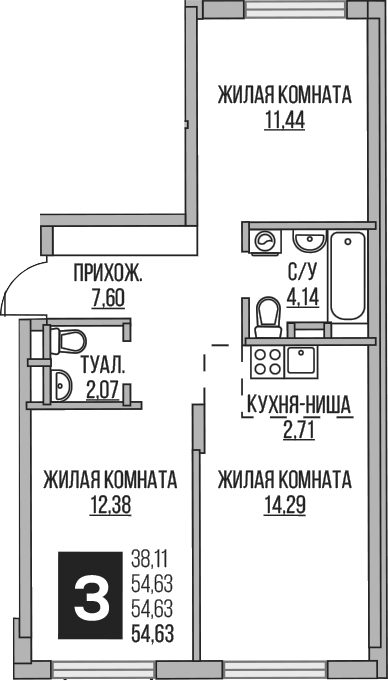 3-комн. Гранель Аникеевский