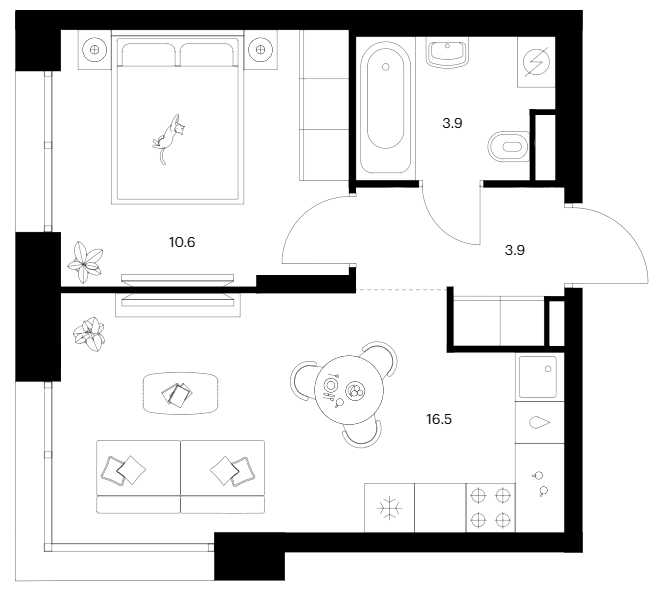 1-комн., 34.9 м², 4/10 этаж, ЖК «Строгино 360»