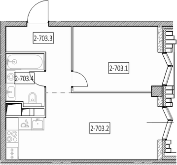 2-комн., 45.6 м², 3/14 этаж, ЖК «Айс Тауэрс»