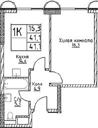 1-комн., 41.1 м², 11/29 этаж, ЖК «Наметкин Тауэр»