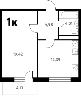 1-комн., 40.92 м², 15/17 этаж, ЖК «Южное Пушкино»