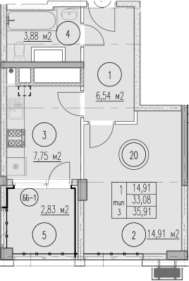 1-комн. квартира, 33.08 м² в ЖК Agoy Park Residence by Lavicon — фото 2