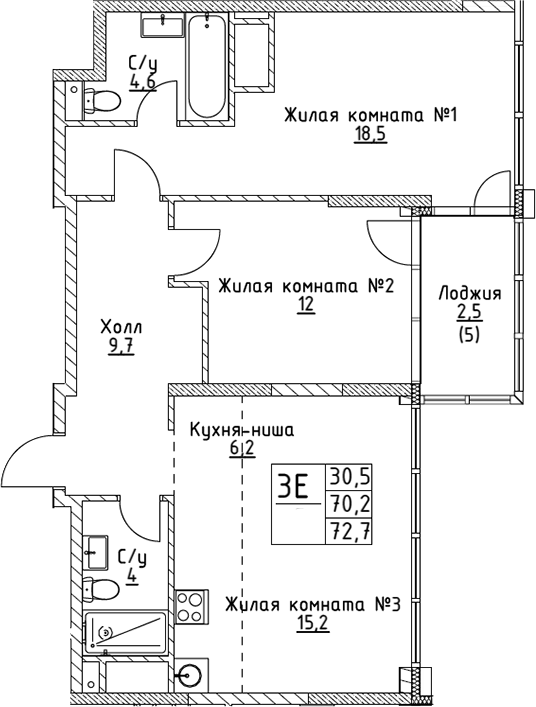3-комн. ВЭРИ на Миклухо-Маклая