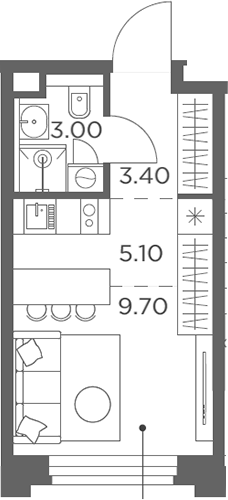 Студия, 21.2 м², 20/20 этаж, ЖК «Белый Град»