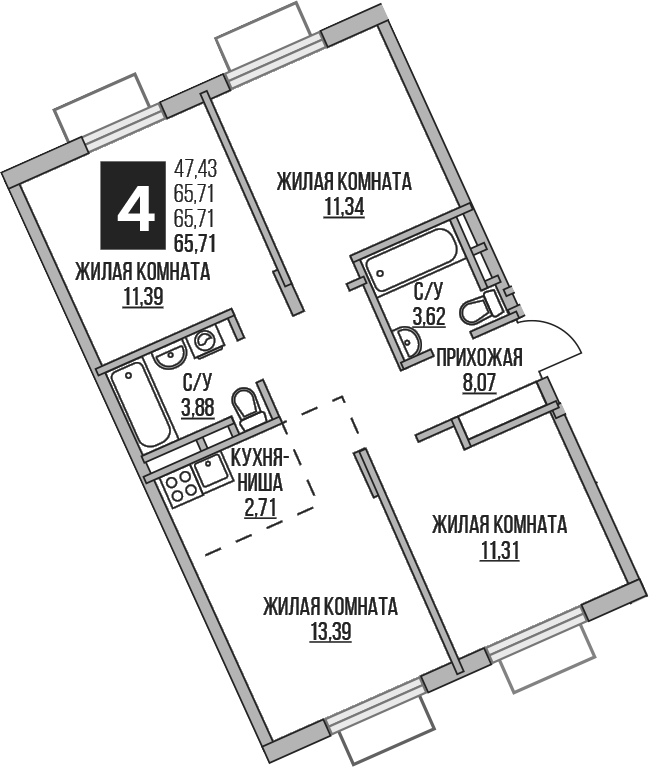 4-комн. Гранель Аникеевский