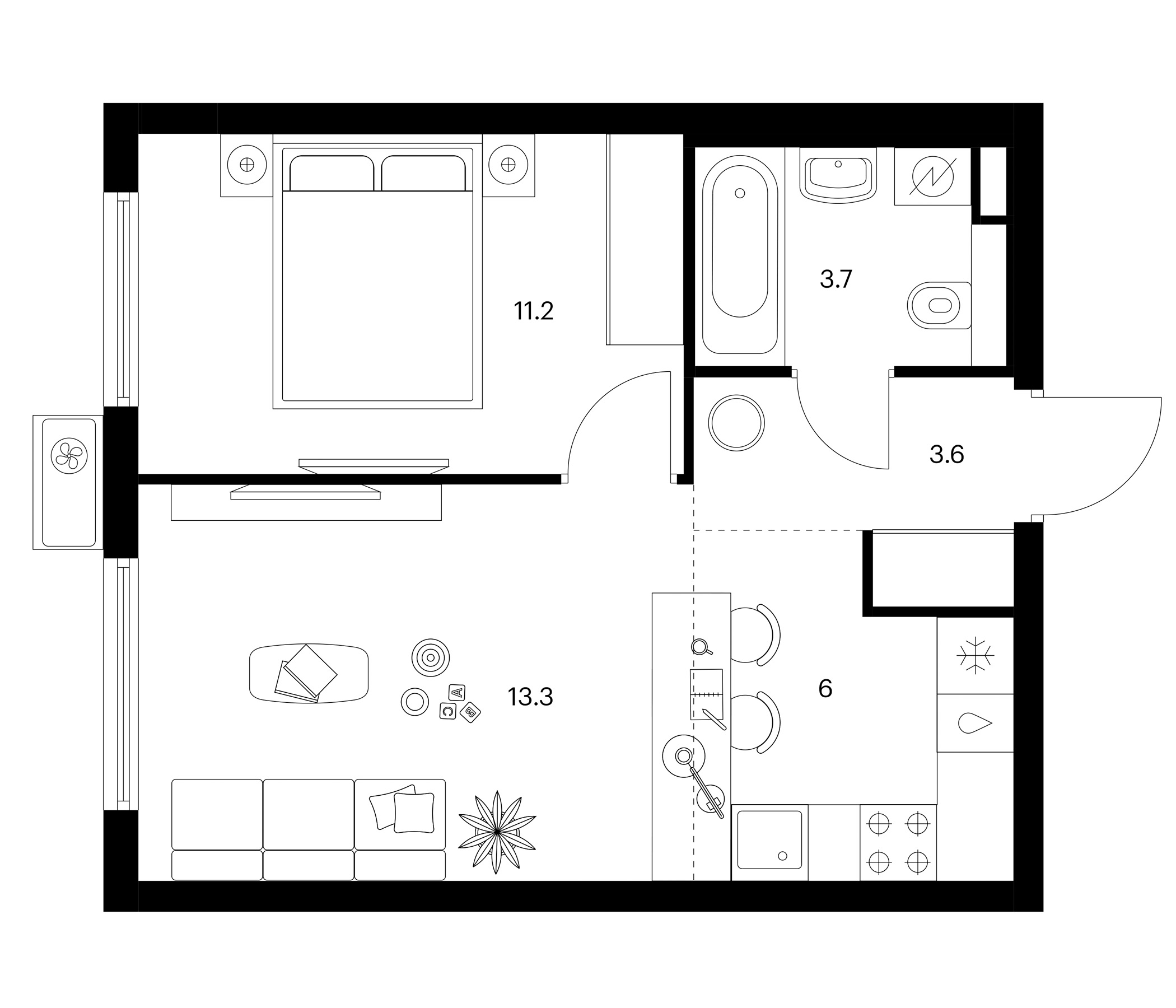 2-комн., 37.8 м², 22/25 этаж, ЖК «Белая Дача парк»