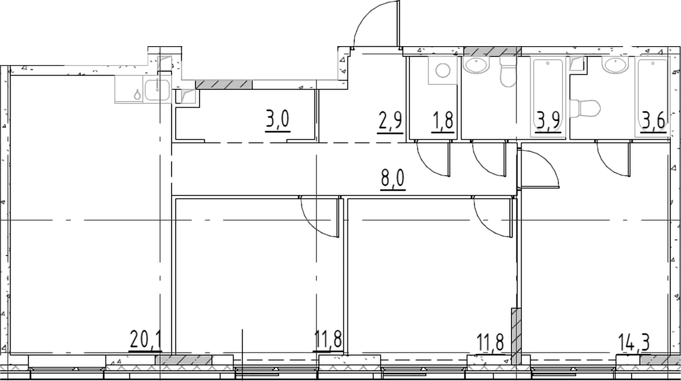 4+ комнаты, 81.2 м², 14/19 этаж, ЖК «Шагал»