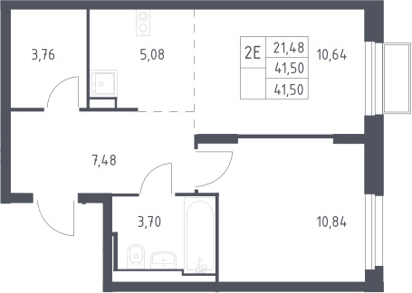 2-комн., 41.5 м², 8/24 этаж, ЖК «Квартал Строгино»