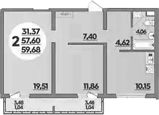 2-комн. квартира, 57.6 м² в ЖК Предгорье Лаго-Наки — фото 2