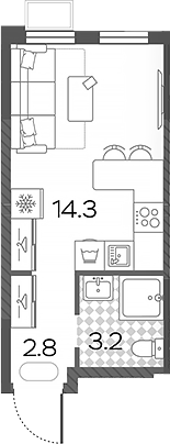 Студия, 20.3 м², 4/17 этаж, ЖК «Лучи»