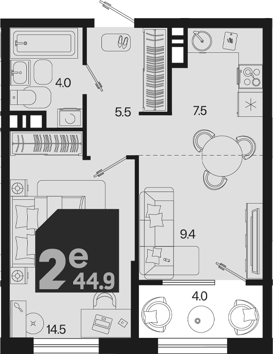 2-комн. квартира, 40.9 м² в ЖК Первое место — фото 2