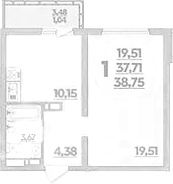 Продается 1-комн. квартира, 37.71 м²