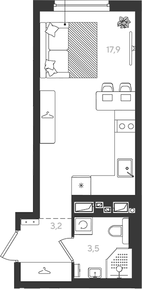 Студия квартира, 24.6 м² в ЖК Самолет — фото 2