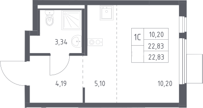 Студия, 22.83 м², 10/11 этаж, ЖК «Горки Парк»