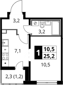 Студия, 24 м², 16/22 этаж, ЖК «Южная Битца»