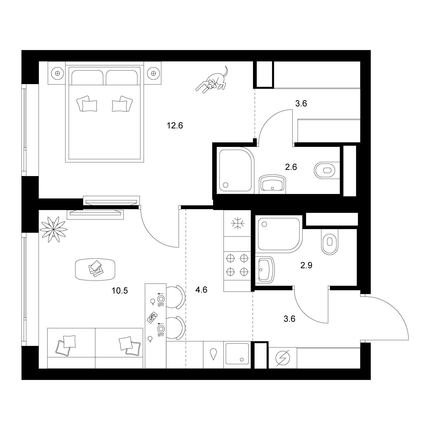 1-комн., 40.4 м², 20/20 этаж, ЖК «2-й Иртышский»