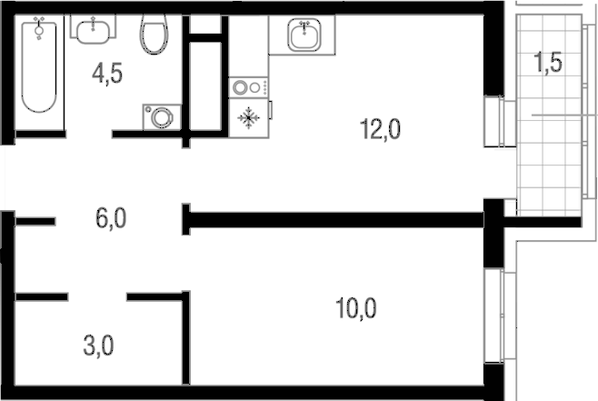 1-комн., 35.5 м², 11/25 этаж, ЖК «Котельники парк»