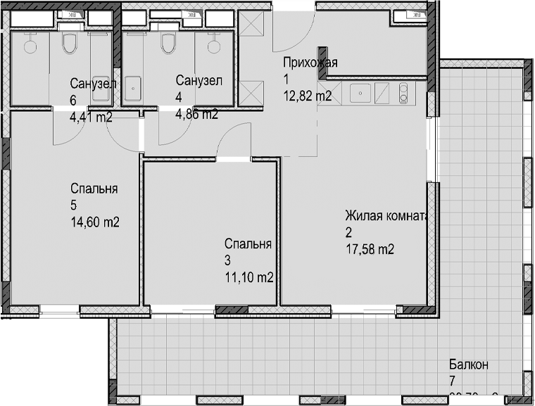 2-комн. квартира, 65.4 м² в ЖК Гостиничный комплекс Николай 1 — фото 2
