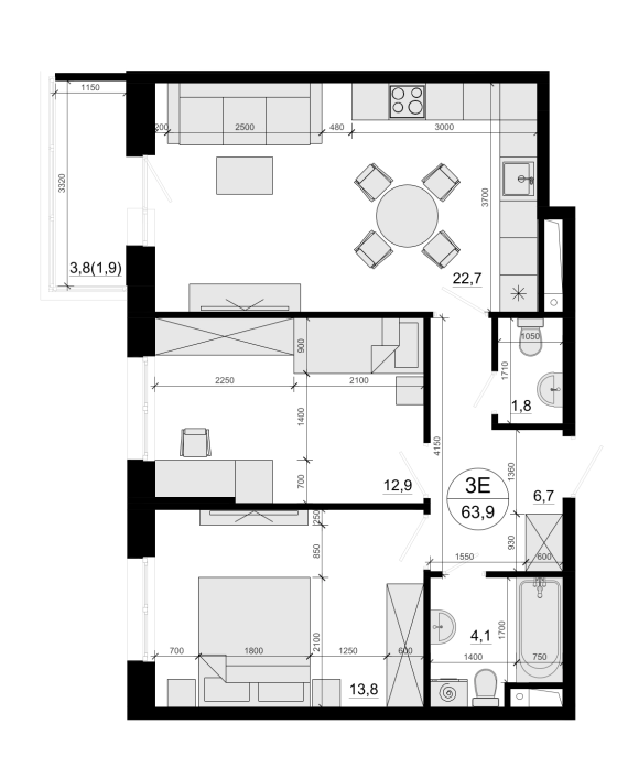 3-комн., 62 м², 5/10 этаж, ЖК «Одинцовские Кварталы Эволюция»