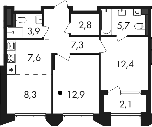3-комн., 60.9 м², 3/17 этаж, ЖК «Петровский Парк II»