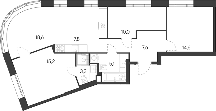 4+ комнаты, 82.8 м², 16/30 этаж, ЖК «Родина Переделкино»