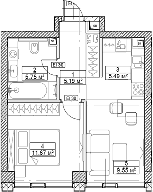 2-комн., 37.65 м², 10/48 этаж, ЖК «Сити Бэй»