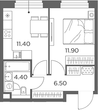 1-комн., 35.5 м², 20/23 этаж, ЖК «Белый Град»
