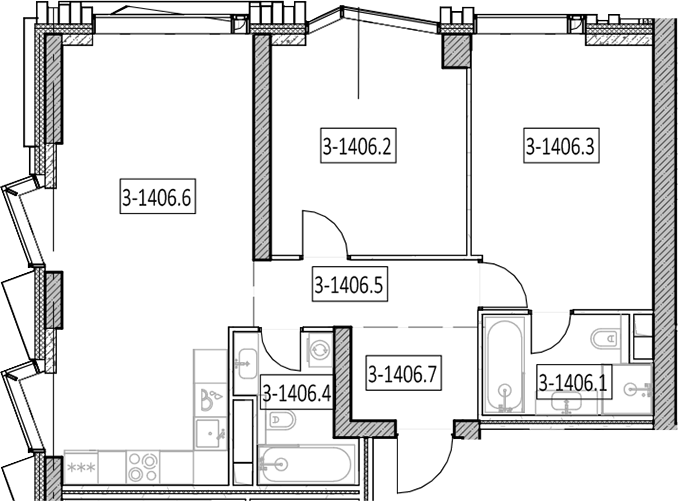 3-комн., 75.6 м², 32/55 этаж, ЖК «Айс Тауэрс»