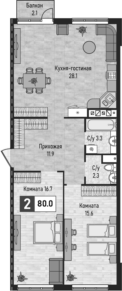 3-комн. Живописный