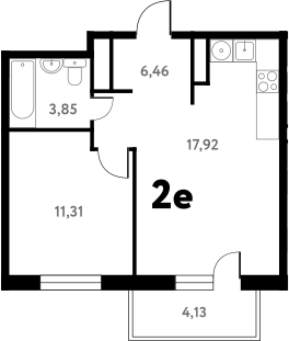 2-комн., 39.62 м², 5/17 этаж, ЖК «Южное Пушкино»