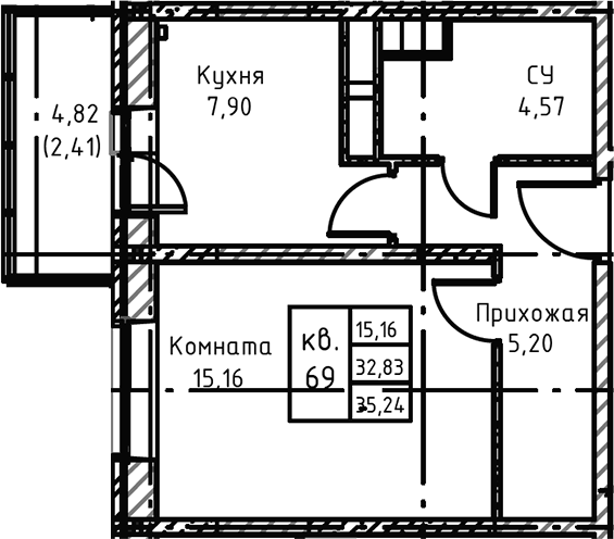 1-комн. Высокий Берег