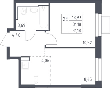 2-комн., 31.18 м², 12/24 этаж, ЖК «Квартал Строгино»