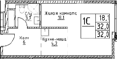 Студия, 32 м², 20/29 этаж, ЖК «Наметкин Тауэр»