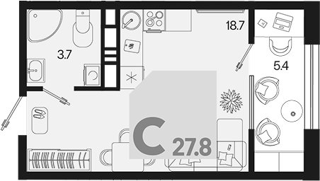 Студия квартира, 22.4 м² в ЖК Первое место — фото 2