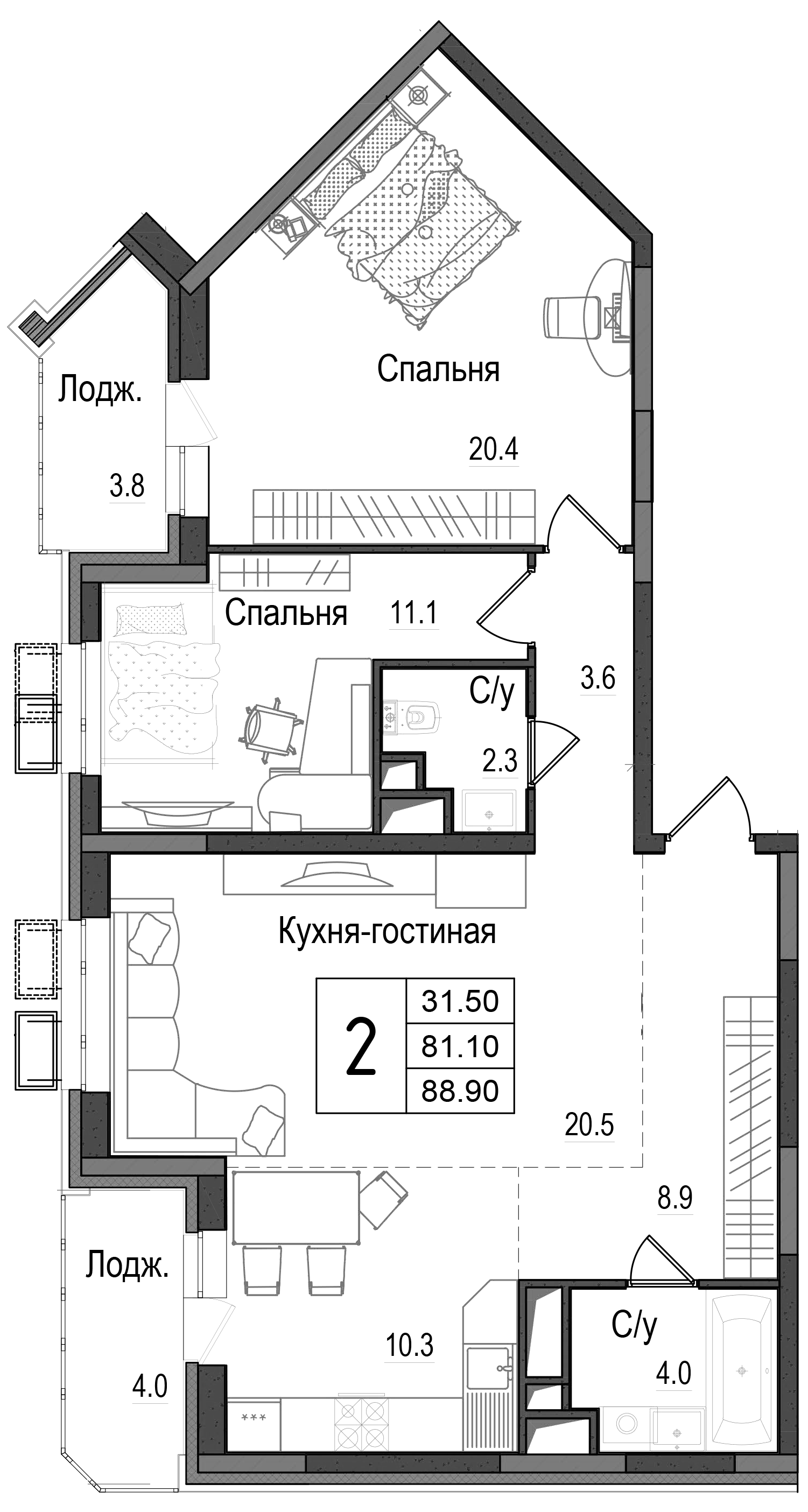 3-комн. Школьный