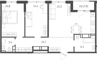 3-комн. квартира, 78.9 м² в ЖК Все Свои VIP — фото 3