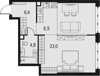 Студия, 50.7 м², 34/67 этаж, ЖК «Левел Южнопортовая»