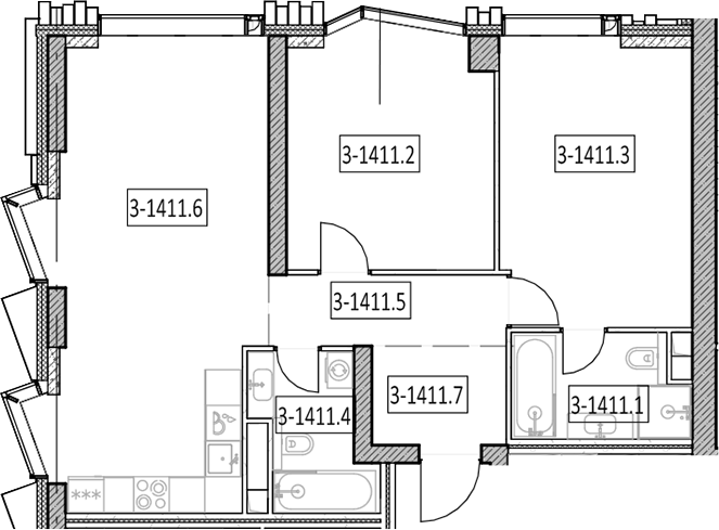 3-комн., 75.6 м², 33/55 этаж, ЖК «Айс Тауэрс»