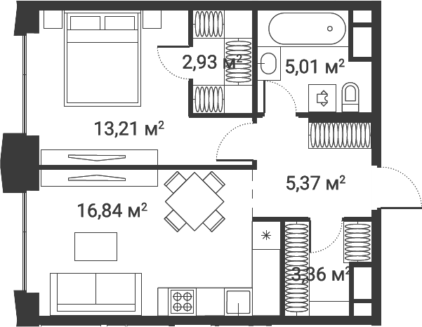 1-комн., 46.61 м², 18/28 этаж, ЖК «Первый Нагатинский»