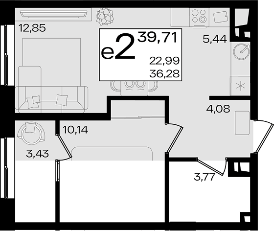 2-комн. квартира, 36.28 м² в ЖК Патрики — фото 3
