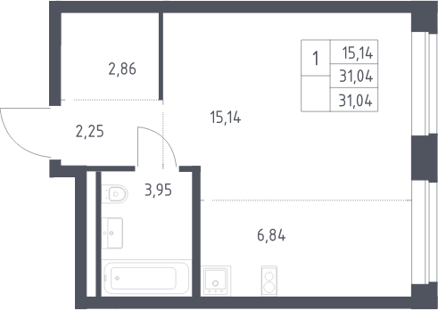 Студия, 31.04 м², 2/12 этаж, ЖК «Литературный Квартал»