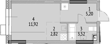 Студия, 23.46 м², 18/21 этаж, ЖК «N'ICE LOFT»