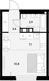 Студия, 25.2 м², 9/9 этаж, ЖК «Грейд»