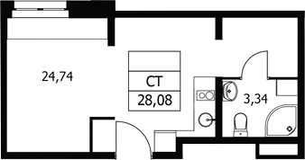 Студия, 28.08 м², 9/21 этаж, ЖК «Волковская 67»