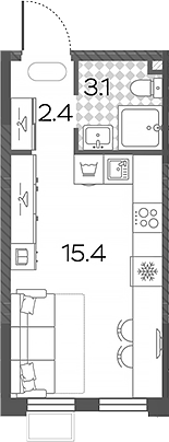 Студия, 20.9 м², 17/17 этаж, ЖК «Лучи»