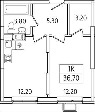 1-комн., 36.7 м², 13/21 этаж, ЖК «Видный Берег 2.0»